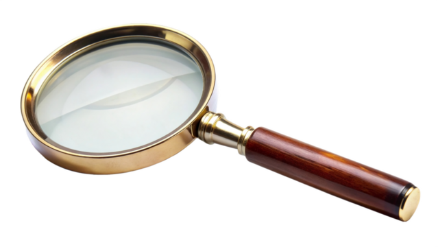 Magnifying glass isolated on white and transparent background