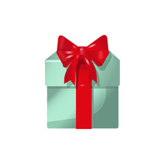 gift box  red ribbon isolated on white
