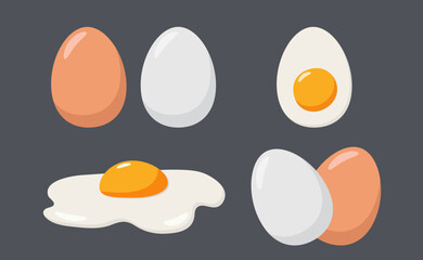Fried eggs. Breakfast concept. Vector illustration. Isolated on white background. Flat design.	
