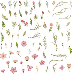 Pastel Watercolor Floral Collection Set