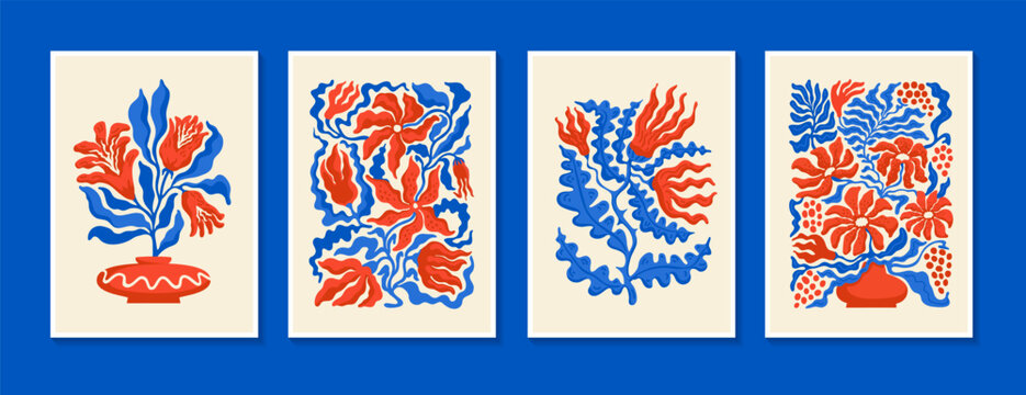 Modern Matisse-Inspired Floral Vector posters