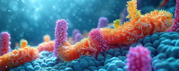 Smooth endoplasmic reticulum involved in lipid synthesis, detailed cellular view, showcasing the variety of ER functions, Scifi tone, Analogous Color Scheme, copy space for text,