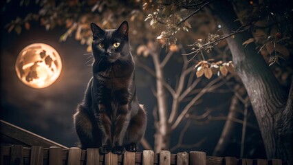 A black cat sitting