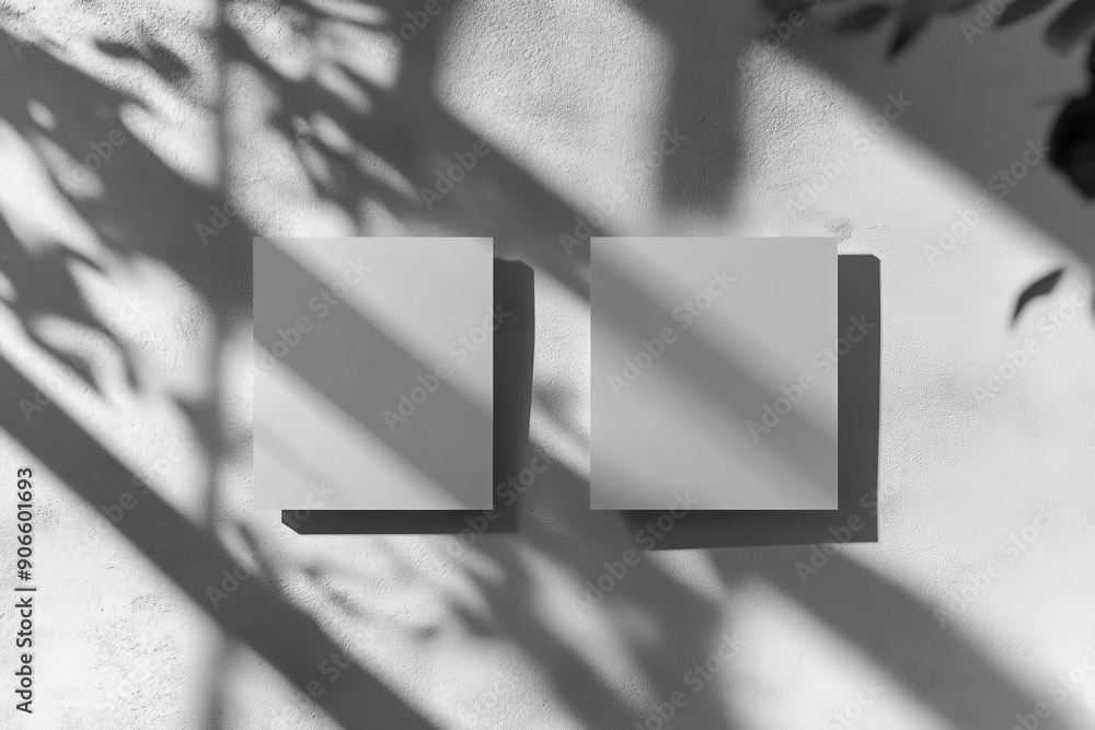 Poster three-dimensional mockup of a white a6 postcard with texture and shadow.