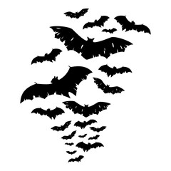 Halloween Bat Flock Silhouette