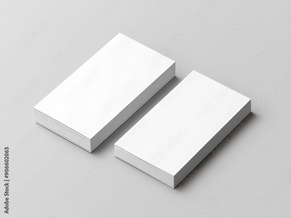 Poster mock-up of a vertical business card stack with front and back. includes invitation, tag, and empty m