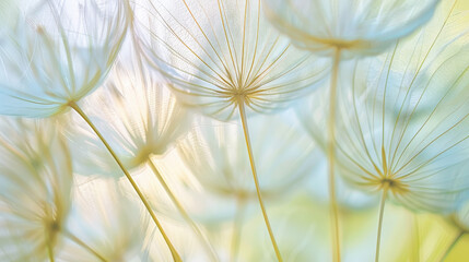 Extreme Close-Up of Dandelion Seeds and Fluff