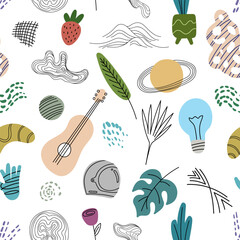 Seamless pattern with hand drawn doodle elements. Scandinavian style. © ARTSTOK