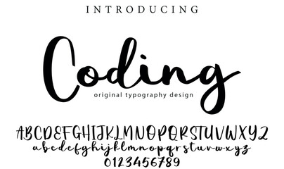 Coding Font Stylish brush painted an uppercase vector letters, alphabet, typeface