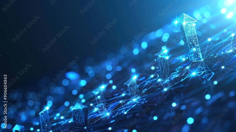 Poster abstract network with arrows poiting up