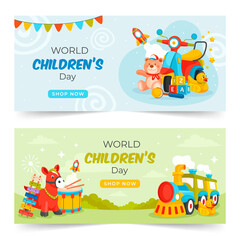 Fototapeta premium Toys banners in flat design