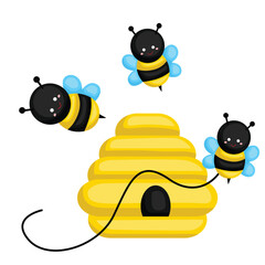 Bee Animal Nectar Insects Cartoon Illustration Vector Clipart Sticker Decoration Background