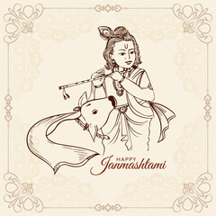 Happy Janmashtami cultural Indian festival celebration greeting card