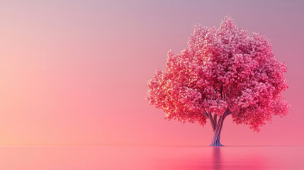 Obraz premium Vibrant Pink Blossom Tree beautifully set against a gentle soft gradient background