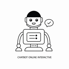 Chatbot Online Interactive Icon, AI Chat Support, Virtual Assistant Interaction, Conversational AI, Online Customer Service Bot.
