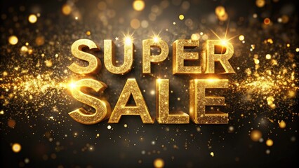 gold sale text on festive golden bokeh background with flying confetti, retail promotions, discount events and social media marketing Big sale offer