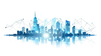 Obraz premium Futuristic Cityscape with Network Connections