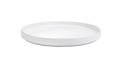 Empty circle white plate isolated on white background