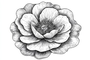 Fototapeta premium A detailed pen and ink drawing of a flower.