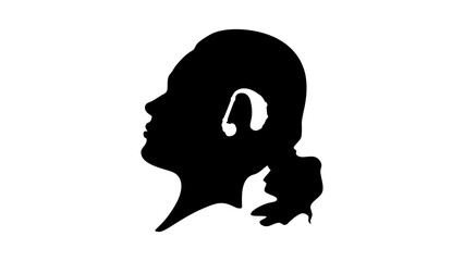 Deaf beautiful woman, black isolated silhouette 
