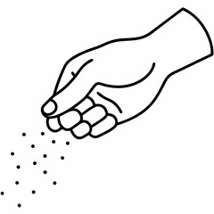 Humans hand pinching or sprinkling salt spices color   Silhouette Vector Illustration

