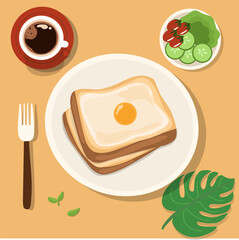 Toast fried eggs vector illustration 