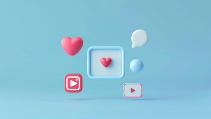 Social Media Icons on Blue Background