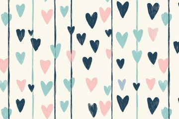 Seamless pattern with hearts and stripes.