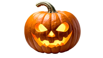 spooky halloween pumpkin with glowing eyes isolated on transparent background png image