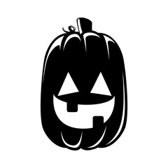 Jack O Lantern Silhouette. Cute Creepy Spooky Halloween Pumpkin Sticker Print Illustration.