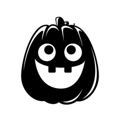 Jack O Lantern Silhouette. Cute Creepy Spooky Halloween Pumpkin Sticker Print Illustration.