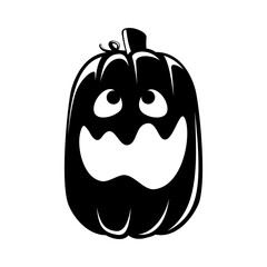 Jack O Lantern Silhouette. Cute Creepy Spooky Halloween Pumpkin Sticker Print Illustration.