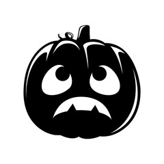 Jack O Lantern Silhouette. Cute Creepy Spooky Halloween Pumpkin Sticker Print Illustration.