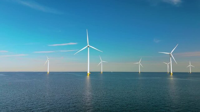 A stunning view of the offshore wind turbines in the Netherlands, highlighting the countrys commitment to sustainable innovation and a greener, ecofriendly future for all to enjoy