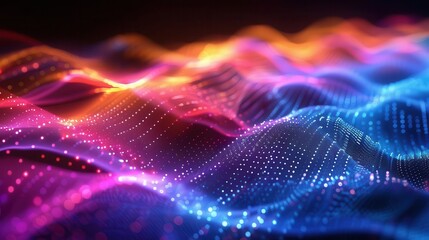 Dynamic light wave spectrum, vibrant electromagnetic waves, colorful light patterns, wave energy spectrum, uhd, copy space for text,