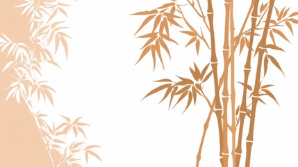 Obraz premium Elegant bamboo illustration in soft beige tones, suitable for backgrounds, nature themes, and minimalist designs.