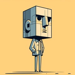 box shaped cartoon face