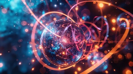 Entangled particles, quantum entanglement, spooky quantum interaction, subatomic connection, uhd, copy space for text,