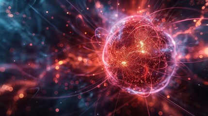 Entangled quantum particles, spooky action, quantum entanglement, subatomic physics, uhd, copy space for text,