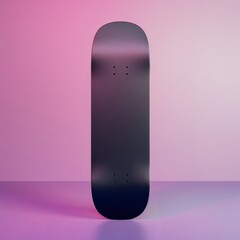 Medium shot of a Skate board, isolated on a solid light pastel white background, bright and vivid tonality, in the style of product photography 