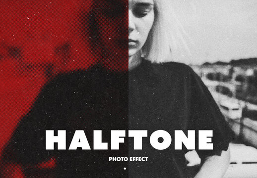 Halftone Grain Photo Effect Mockup