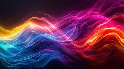 Obraz premium Radiant light wave spectrum, colorful waves, light spectrum dynamics, electromagnetic light waves, uhd, copy space for text,