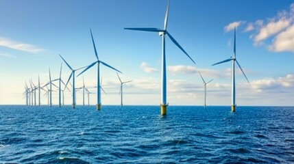 Wind generators turbines in the sea