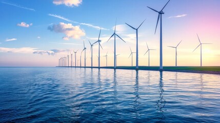 Wind generators turbines in the sea