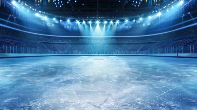  ice hockey stadium with spotlights