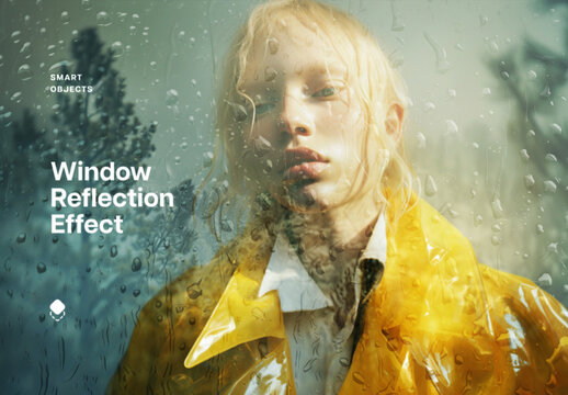 Rainy Window Reflection Photo Effect Mockup