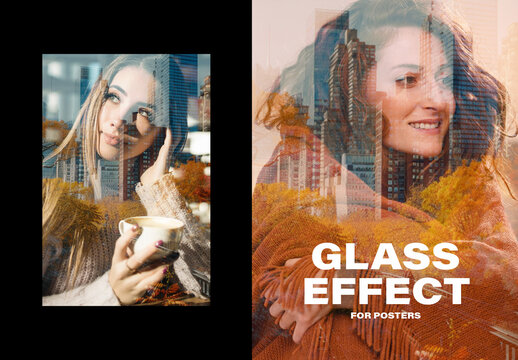 Urban Window Reflection Poster Photo Effect Mockup