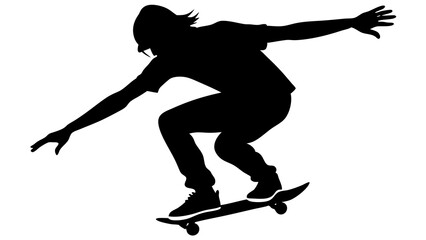 Stylish Skateboarder Silhouette Illustrations: Perfect for Action and Skate Culture