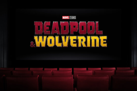 Wolverine and Deadpool movie in the cinema. Watching a movie in the cinema. Astana, Kazakhstan - July 31, 2024.