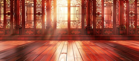 Sunlit Interior of a Traditional Chinese Building